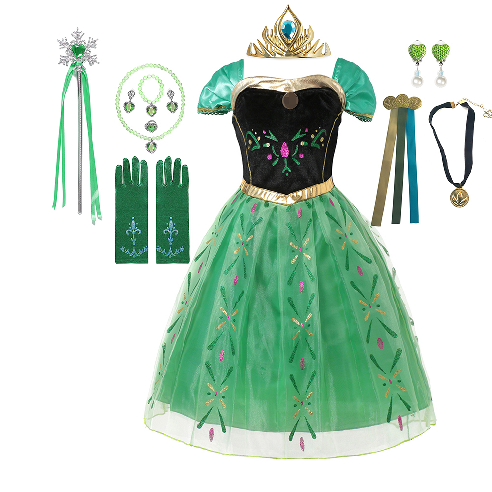 AliExpress Anna Costume For Kids Girl Fancy Birthday Party Gown Princess Dress Carnival Party Children Clothing Full Printing Vestidos, view 6