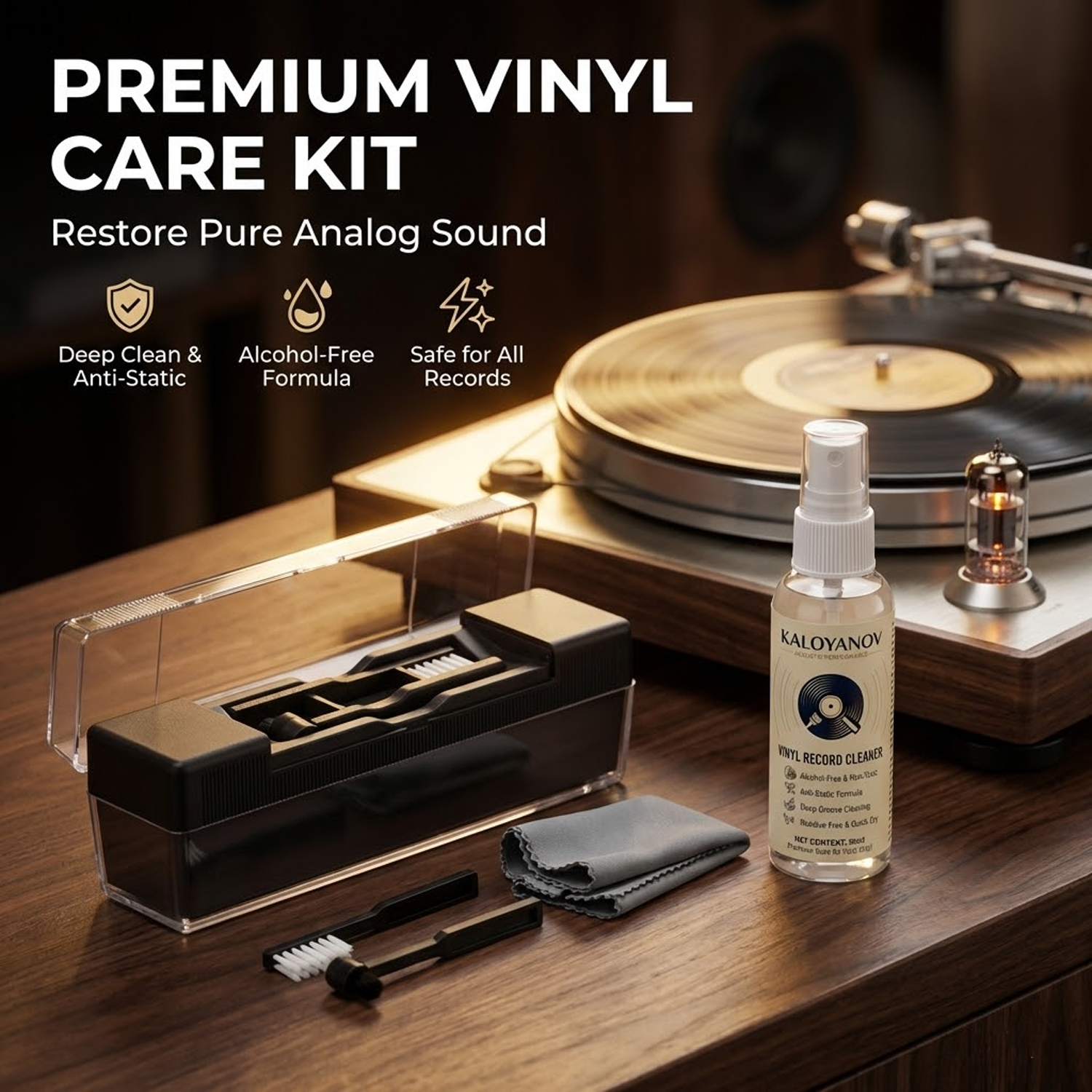 AliExpress Anti-Static Vinyl Record Cleaner Kit Alcohol-Free Turntable Spray Velvet Brush Stylus Needle Microfiber Cloth For LP Player