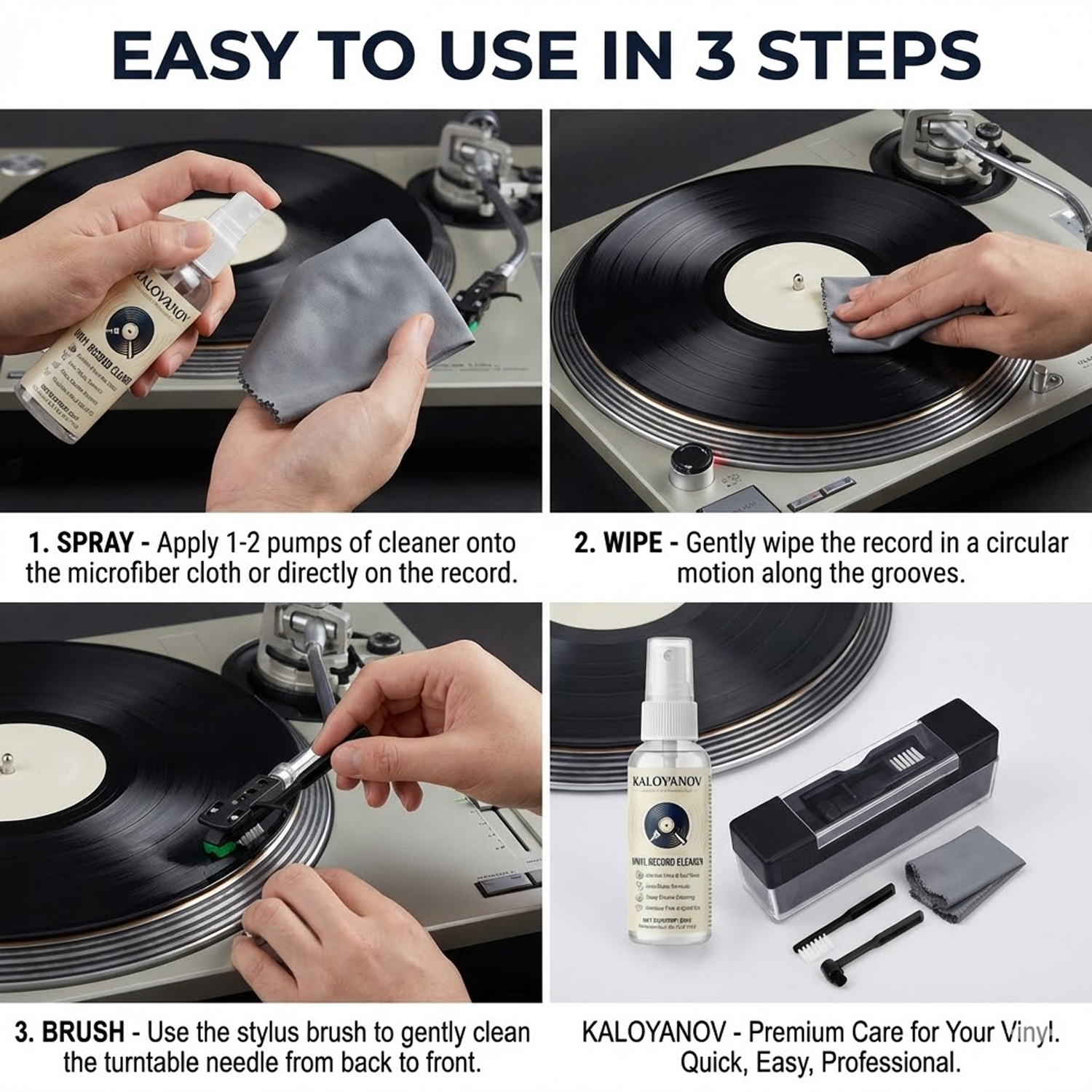 AliExpress Anti-Static Vinyl Record Cleaner Kit Alcohol-Free Turntable Spray Velvet Brush Stylus Needle Microfiber Cloth For LP Player, view 5