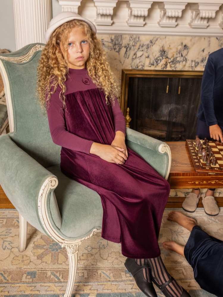 AliExpress AP AW26 Friday Night Collection Boy Girl Velour With Jersey Fabric Family Matching Clothing Maxi Dress Set Clothes, view 3