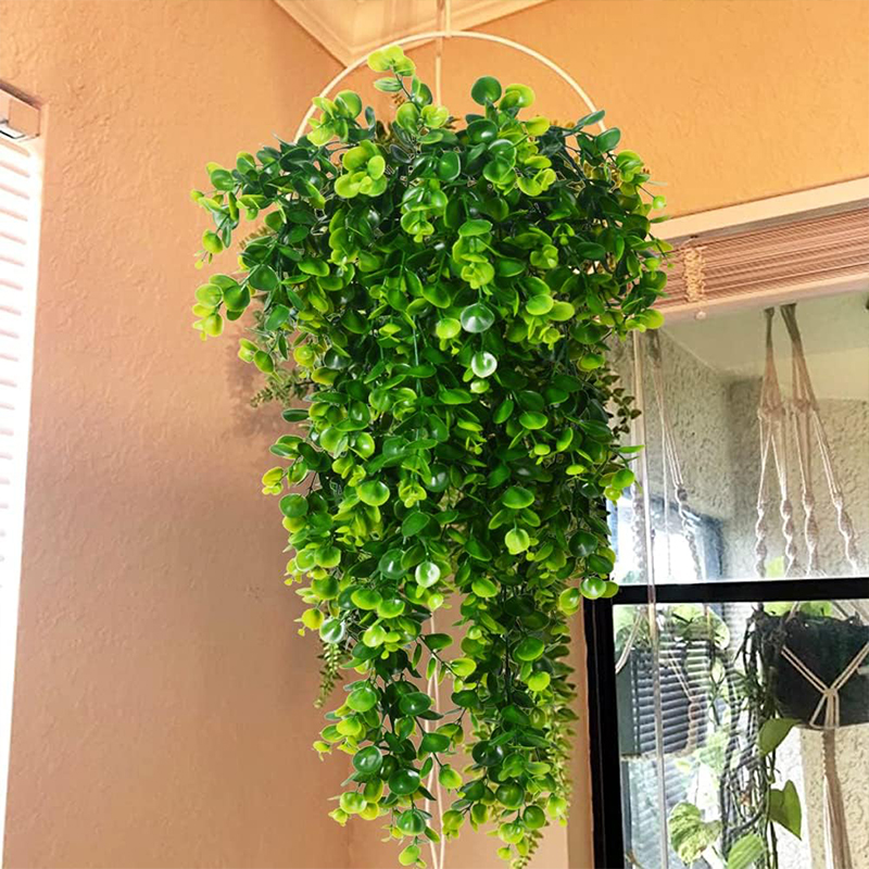 AliExpress Artificial Hanging Plants Faux Eucalyptus Leaf Greenery Vine Outdoor UV Resistant Plastic Plants for DIY Home Wedding Decoration, view 2