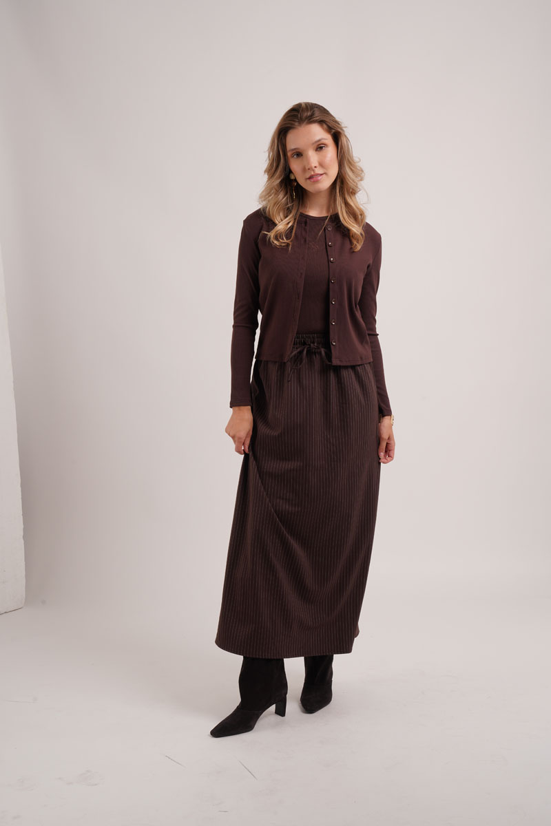 AliExpress AS AW26 Pinstripe collection woman clothes ribbing cardigan + Embroidery vest + Pinstripe slip dress+ Pinstripe skirt, view 4