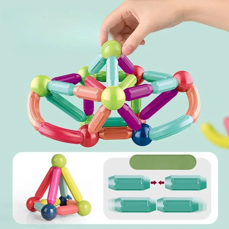 AliExpress Assembled Magnetic Building Blocks Cube Set Early Education Toys Brain Development Puzzle for Baby  Creative Magnetic Rod Toy