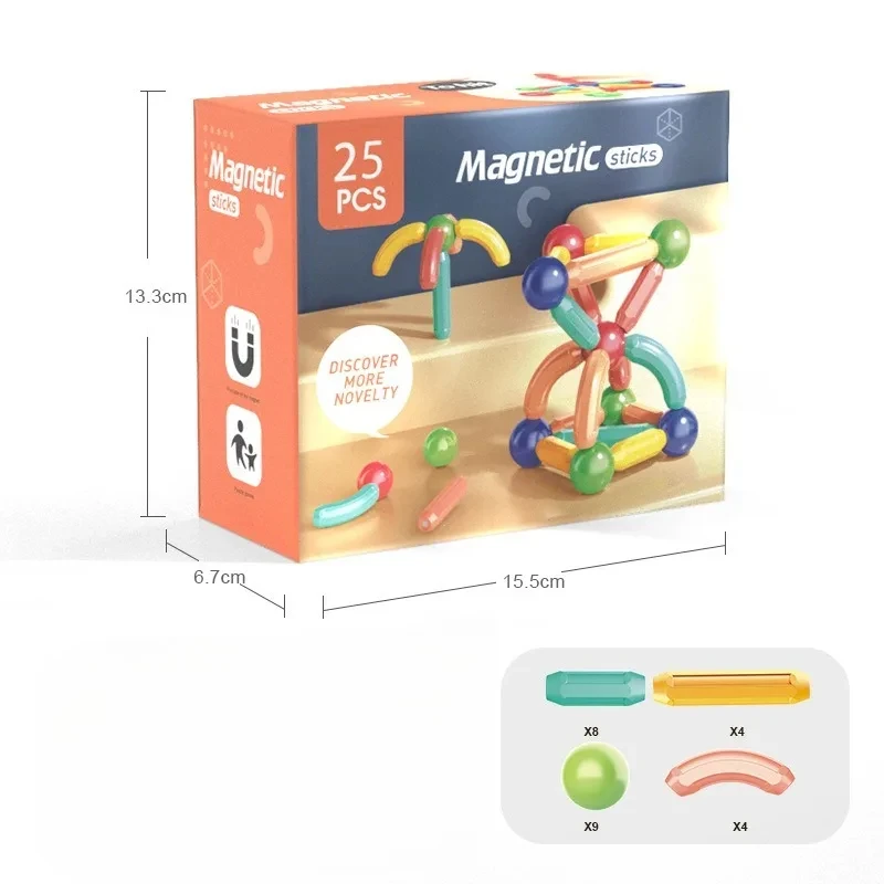 AliExpress Assembled Magnetic Building Blocks Cube Set Early Education Toys Brain Development Puzzle for Baby  Creative Magnetic Rod Toy, view 6