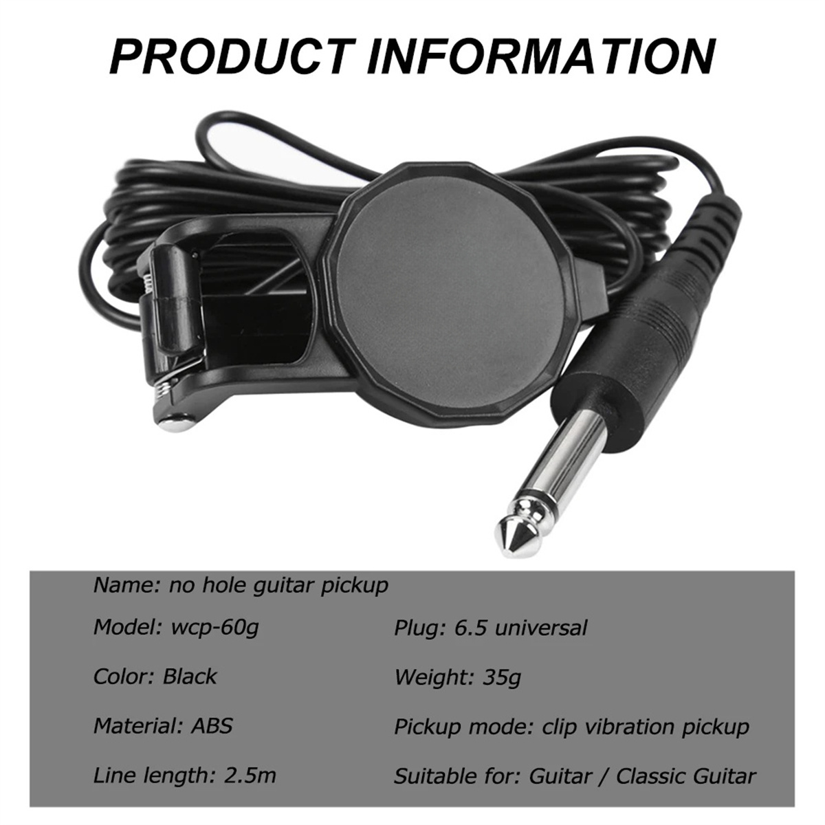 AliExpress Audio Jack Clip On Pickup for Acoustic Guitar\Mandolin\Bouzouki\Violin\Banjo\Ukulele Length 2.5 M Sound Pickup Transducer, view 5