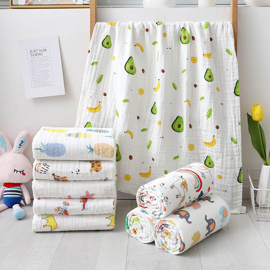AliExpress Baby Bath Towel Newborn Bathrobe Cotton Swaddle Blanket for Boy Girl 4-Layer Gauze Infant Washcloth Children's Blanket