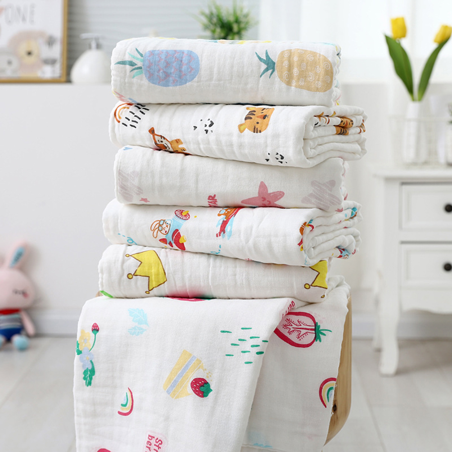 AliExpress Baby Bath Towel Newborn Bathrobe Cotton Swaddle Blanket for Boy Girl 4-Layer Gauze Infant Washcloth Children's Blanket, view 4