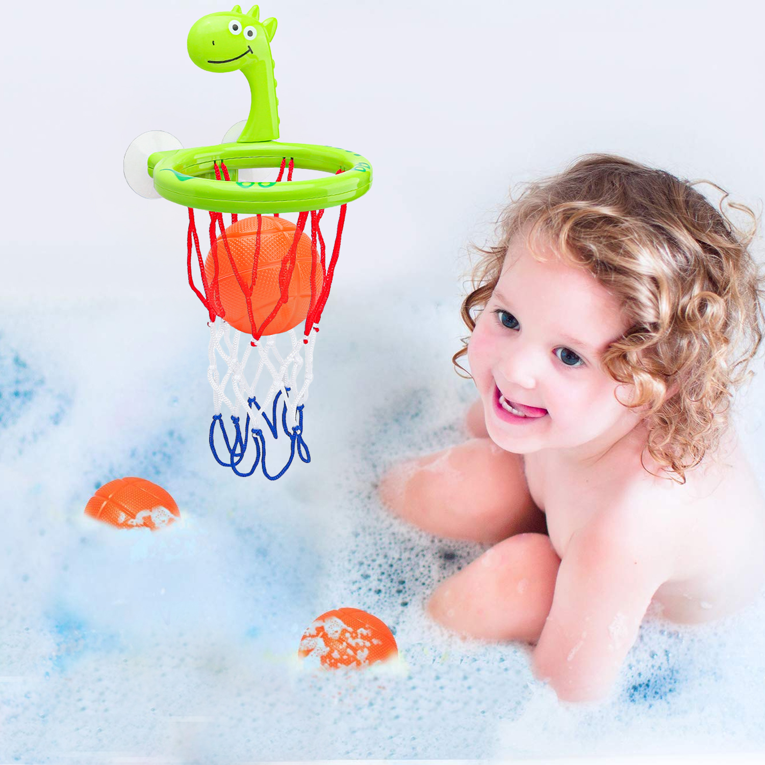 AliExpress Baby Bath Toy Children Water Play Toys Set Bathroom Bathtub Suction Cup Shooting Basketball Hoop with 3 Balls Bath Toys for Kids, view 2
