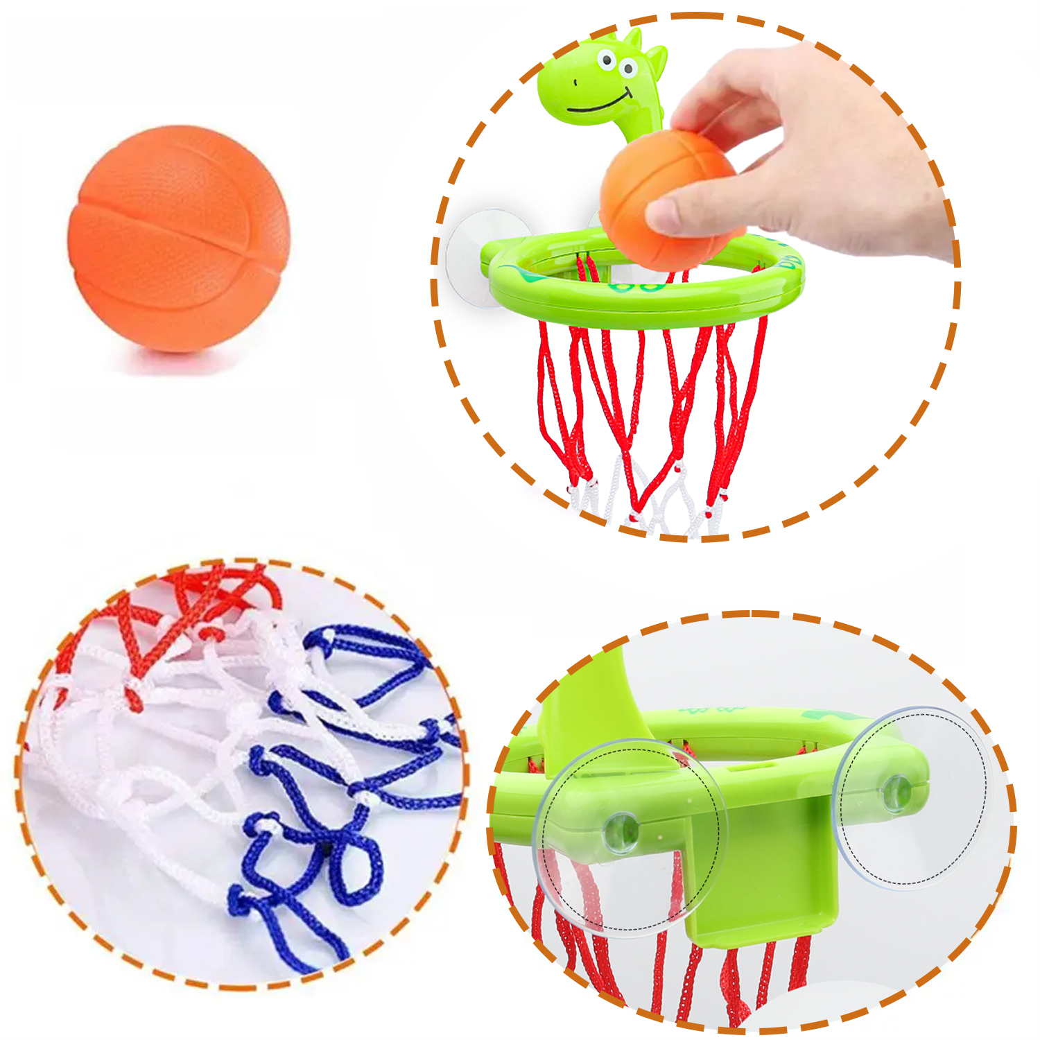 AliExpress Baby Bath Toy Children Water Play Toys Set Bathroom Bathtub Suction Cup Shooting Basketball Hoop with 3 Balls Bath Toys for Kids, view 4