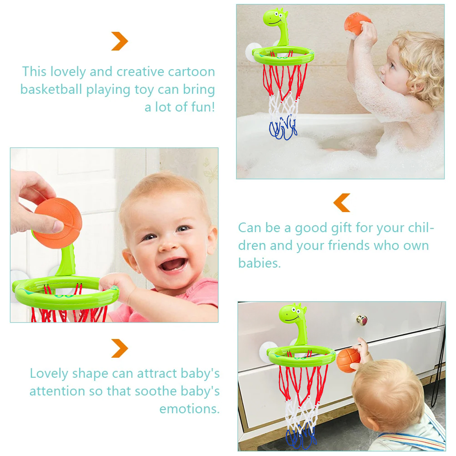 AliExpress Baby Bath Toy Children Water Play Toys Set Bathroom Bathtub Suction Cup Shooting Basketball Hoop with 3 Balls Bath Toys for Kids, view 5