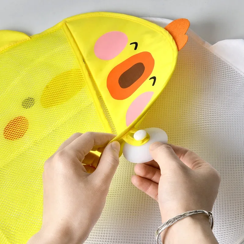AliExpress Baby Bath Toy Storage Bag Cartoon Cute Duck Mesh Quick Drying Bathroom Bath Bag with Suction Cup Drying Hanging Bag, view 2
