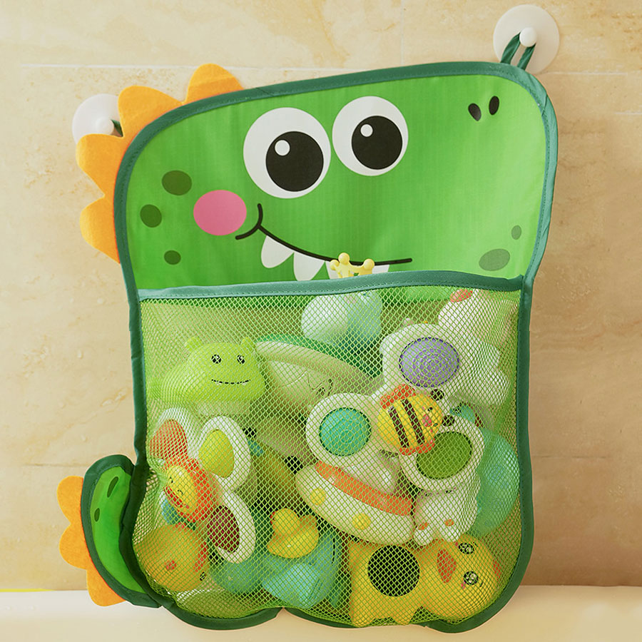 AliExpress Baby Bath Toy Storage Bag Cartoon Cute Duck Mesh Quick Drying Bathroom Bath Bag with Suction Cup Drying Hanging Bag, view 6