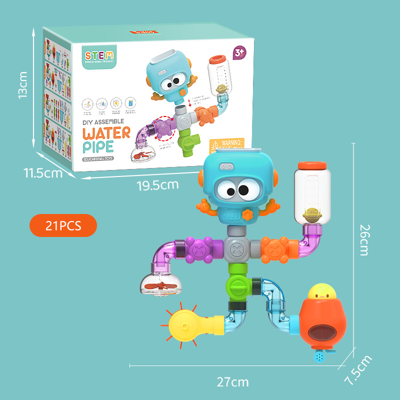 AliExpress Baby Bath Toys with Strong Suction Cups Tubes Spinner Squirt Water Game Set Toddlers Kids Shower Pool for 3 Years Children Gifts, view 6