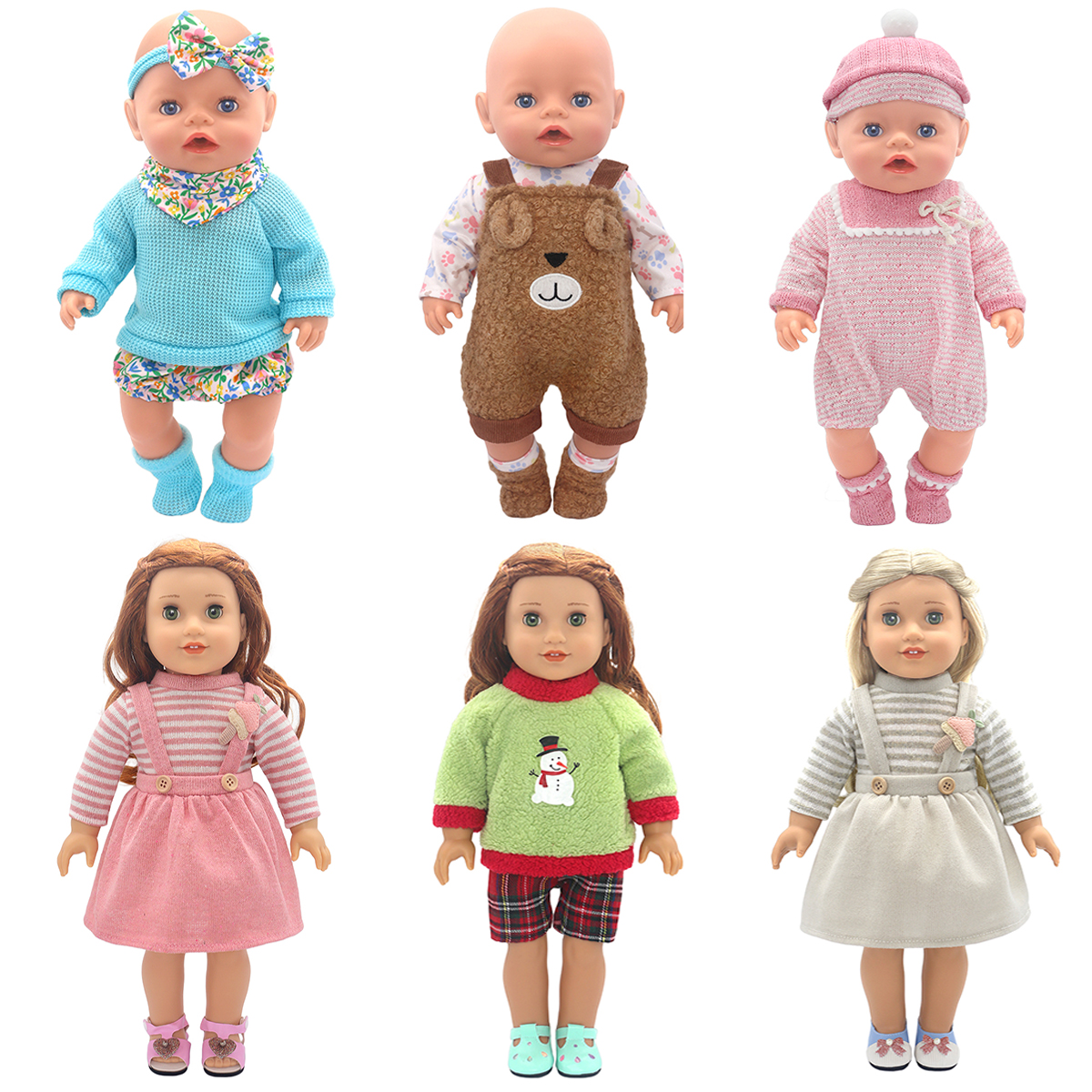 AliExpress Baby Born Doll Outfits For 13-18 Inch Newborn Doll Cute Jumpers Rompers Suit+Shoes Doll Accessories Festival Birthday Gift, view 2