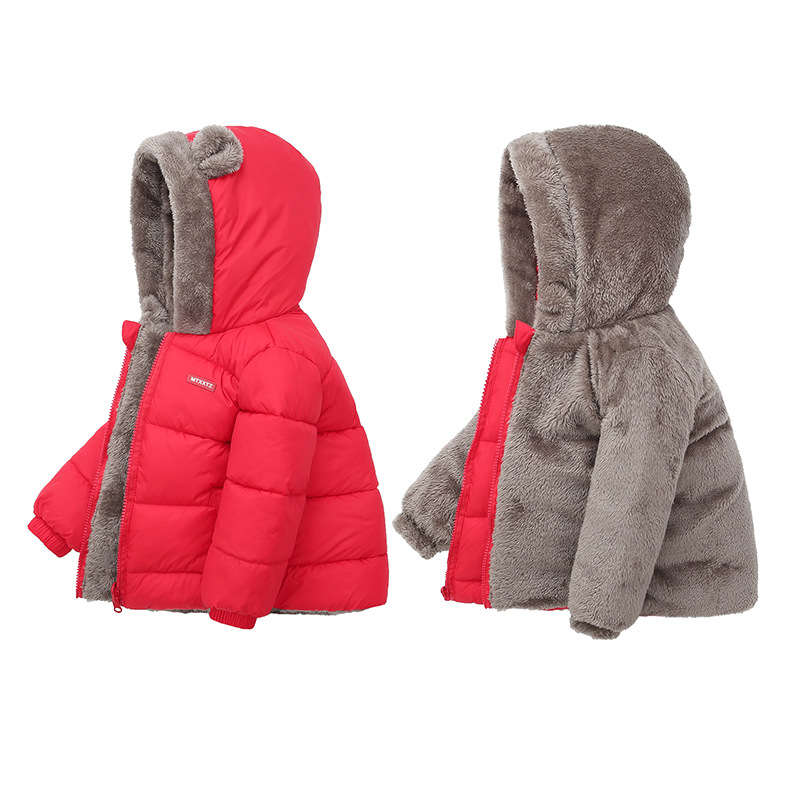 AliExpress Baby Boys Girls Jacket Hooded Cotton Outerwear Children's Thick Fleece Coat Cashmere Padded Jackets Winter Boys Girls Warm Coats, view 2
