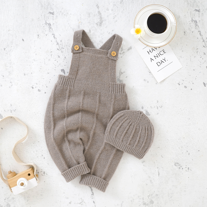 AliExpress Baby Boys Girls Rompers Hats Clothes Fashion Sleeveless Knitted Newborn Infant Netural Strap Jumpsuits Outfits Sets Toddler Wear, view 2