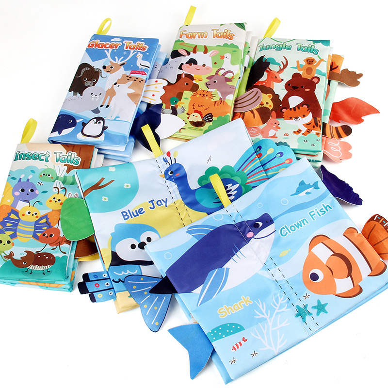 AliExpress Baby Cloth Book Toys Cartoon Animals Tail Educational Ringed Paper Cloth Book Toys Enlightenment Baby Toys 0-12 Months Gifts, view 3
