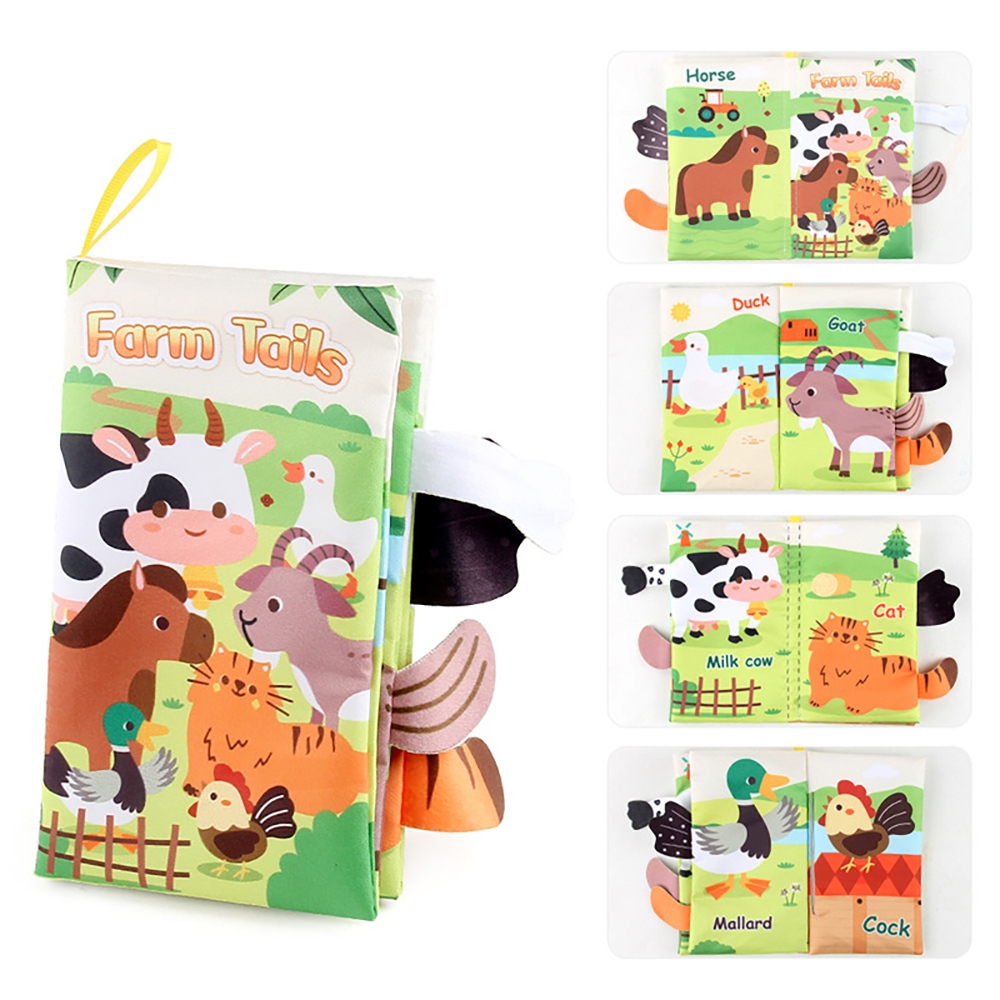AliExpress Baby Cloth Book Toys Cartoon Animals Tail Educational Ringed Paper Cloth Book Toys Enlightenment Baby Toys 0-12 Months Gifts, view 6