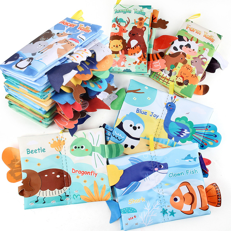 AliExpress Baby Cloth Book Toys Cartoon Animals Tail  Educational Ringed Paper Cloth Book Toys Enlightenment Baby Toys 0-12 Months Gifts
