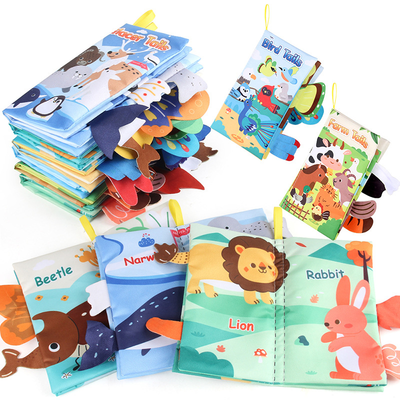 AliExpress Baby Cloth Book Toys Cartoon Animals Tail Educational Ringed Paper Cloth Book Toys Enlightenment Baby Toys 0-12 Months Gifts, view 2