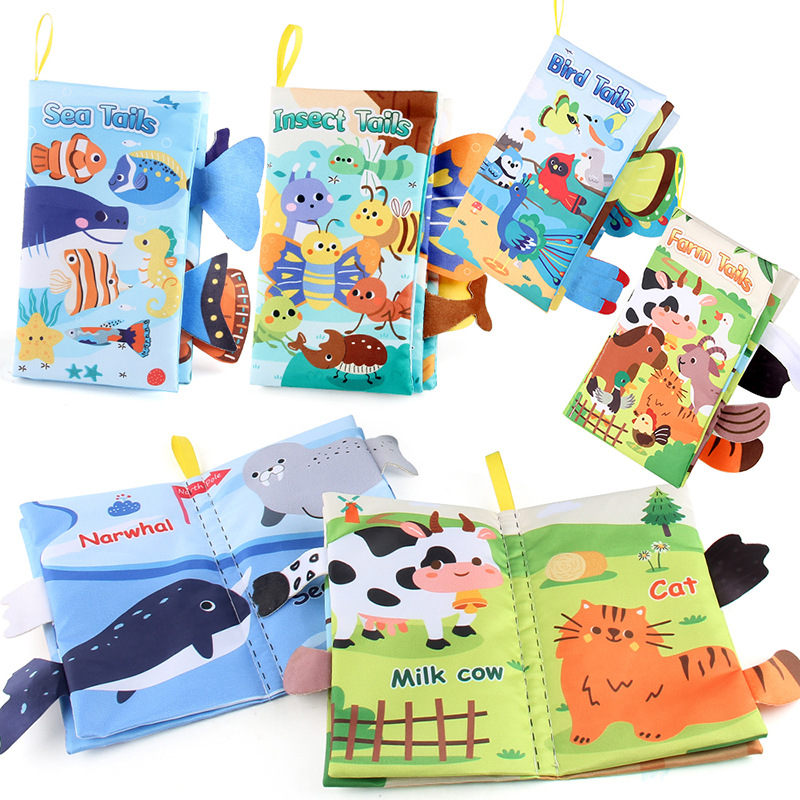 AliExpress Baby Cloth Book Toys Cartoon Animals Tail Educational Ringed Paper Cloth Book Toys Enlightenment Baby Toys 0-12 Months Gifts, view 4