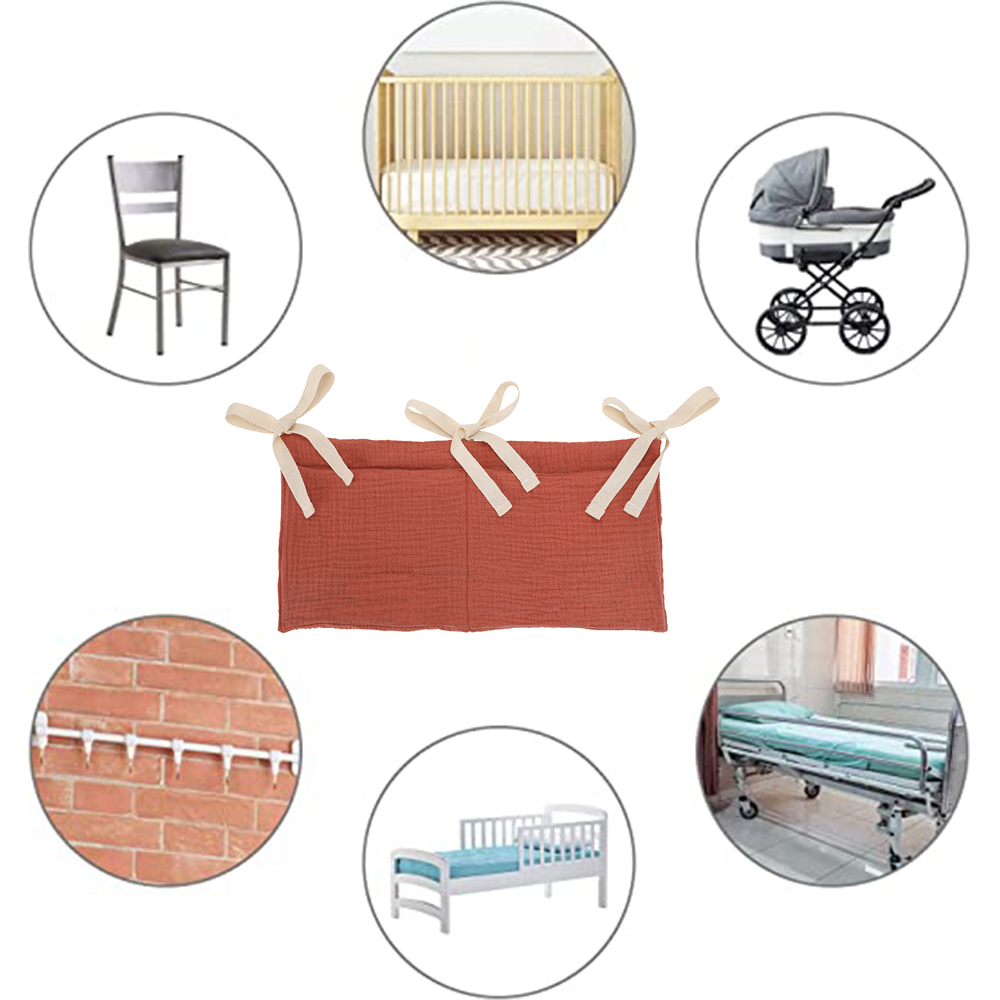 AliExpress Baby Crib Organizer Cot Caddy Bed Storage Bag 2 Pockets Bedside Hanging Diaper Nursery Toys Bag Diapers Stroller Organize, view 2