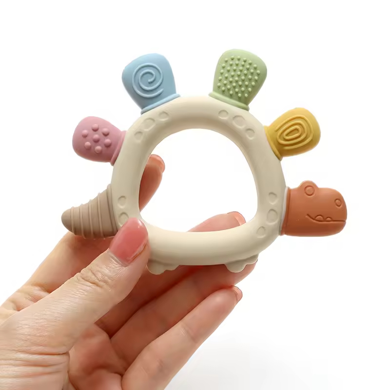 AliExpress Baby Dinosaur Silicone Teething Toys BPA Free Easy to Grip Infant Care Teether Chewing Toy for Newborn Gift Babies Accessory, view 4