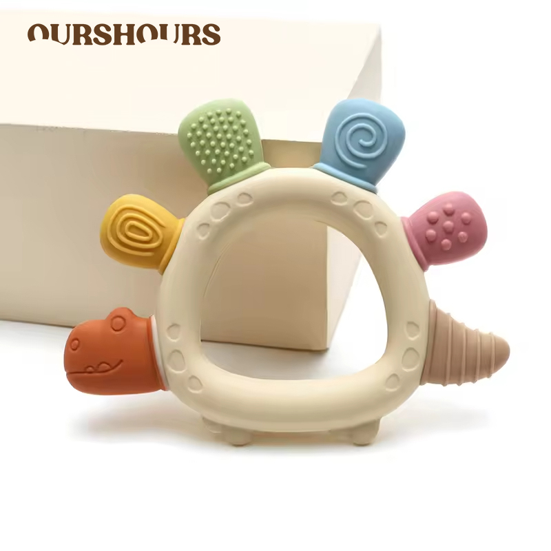 AliExpress Baby Dinosaur Silicone Teething Toys BPA Free Easy to Grip Infant Care Teether Chewing Toy for Newborn Gift Babies Accessory