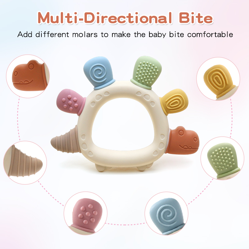 AliExpress Baby Dinosaur Silicone Teething Toys BPA Free Easy to Grip Infant Care Teether Chewing Toy for Newborn Gift Babies Accessory, view 5