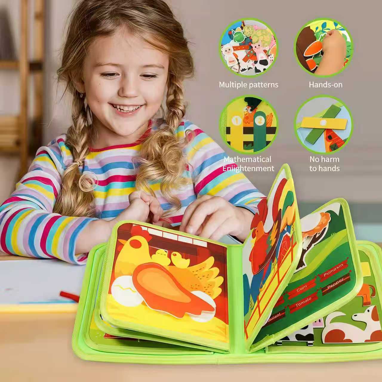 AliExpress Baby Early Education Schoolbag Safe Felt Interactive Busy Board Alphabet Educational Toy for Children Felt Alphabet Learning Boa, view 4