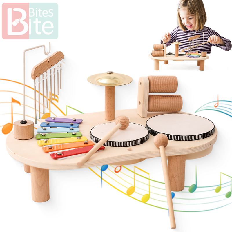 AliExpress Baby Educational Toys Wooden Aeolian Bells Montessori Children's Musical Toys Xylophone Newborn Birthday Gifts Music Table Toys