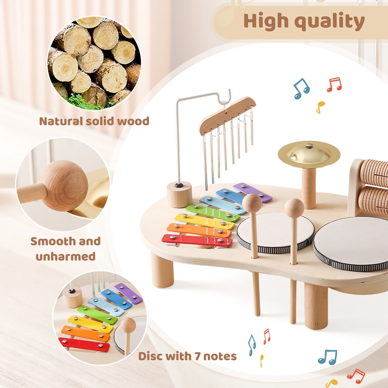 AliExpress Baby Educational Toys Wooden Aeolian Bells Montessori Children's Musical Toys Xylophone Newborn Birthday Gifts Music Table Toys, view 3