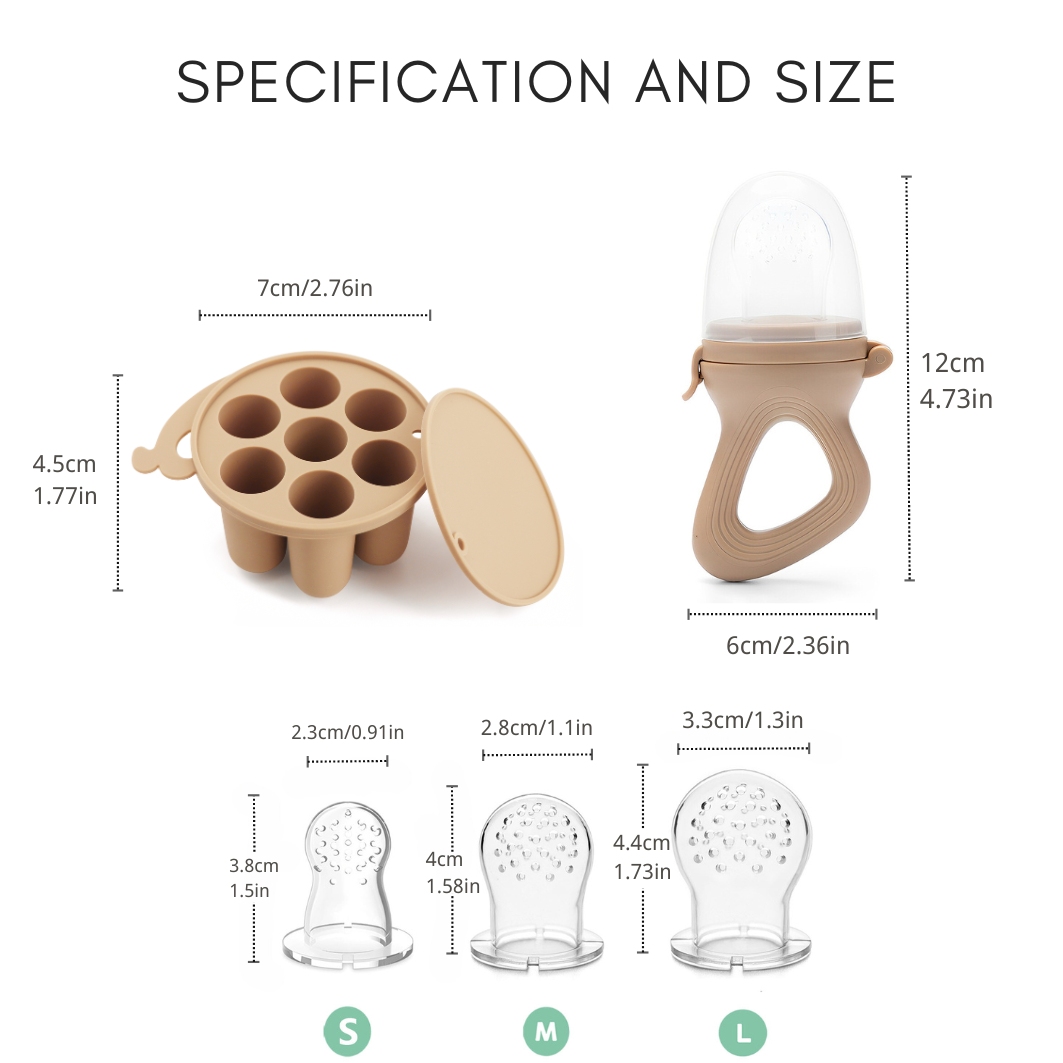 AliExpress Baby Fruit Feeder Teether Pacifier with Baby Food Freezer Tray Set Silicone Freezable Teether for Fruit Purees Self Feeding, view 6