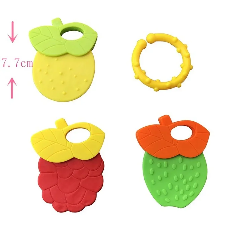 AliExpress Baby Fruit Style Soft Rubber Rattle Teether Toy Newborn Chews Food Grade Silicone Teethers Infant Training Bed Toy Chew Toys Kid, view 4