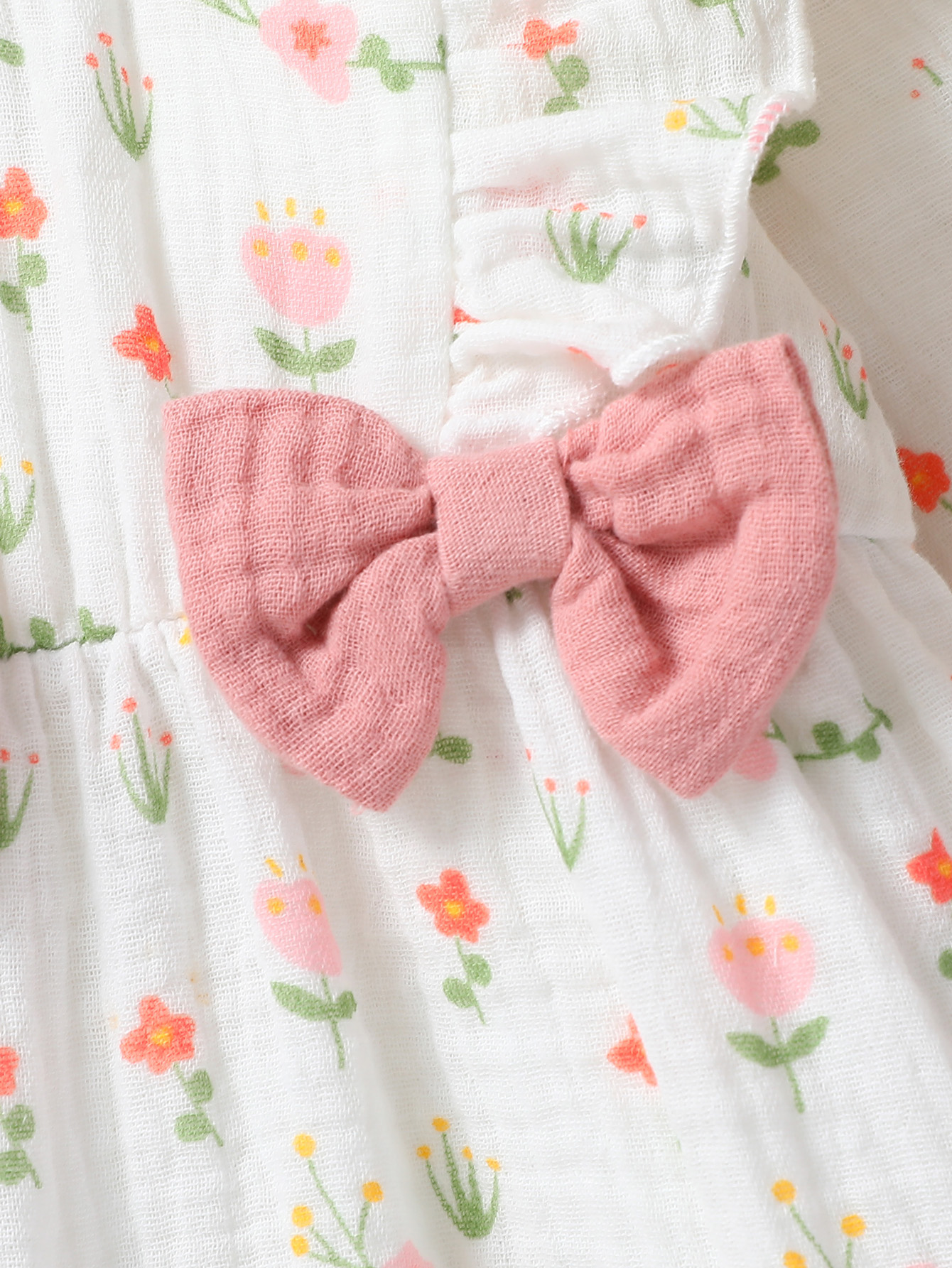 AliExpress Baby Girl's All Seasons Long Sleeve Print Floral With Bow Daily Jumpsuit For Newborn-6M Clothes +Headband, view 3