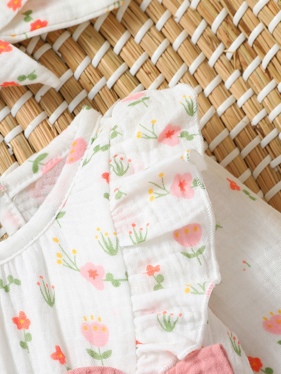 AliExpress Baby Girl's All Seasons Long Sleeve Print Floral With Bow Daily Jumpsuit For Newborn-6M Clothes +Headband, view 6