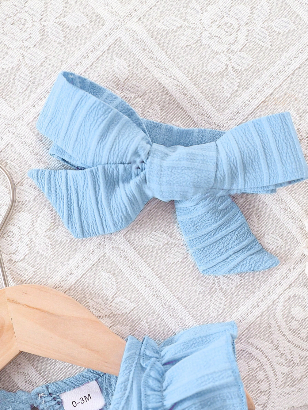 AliExpress Baby Girl Blue Summer Dress with Ruffles and Bow, view 3