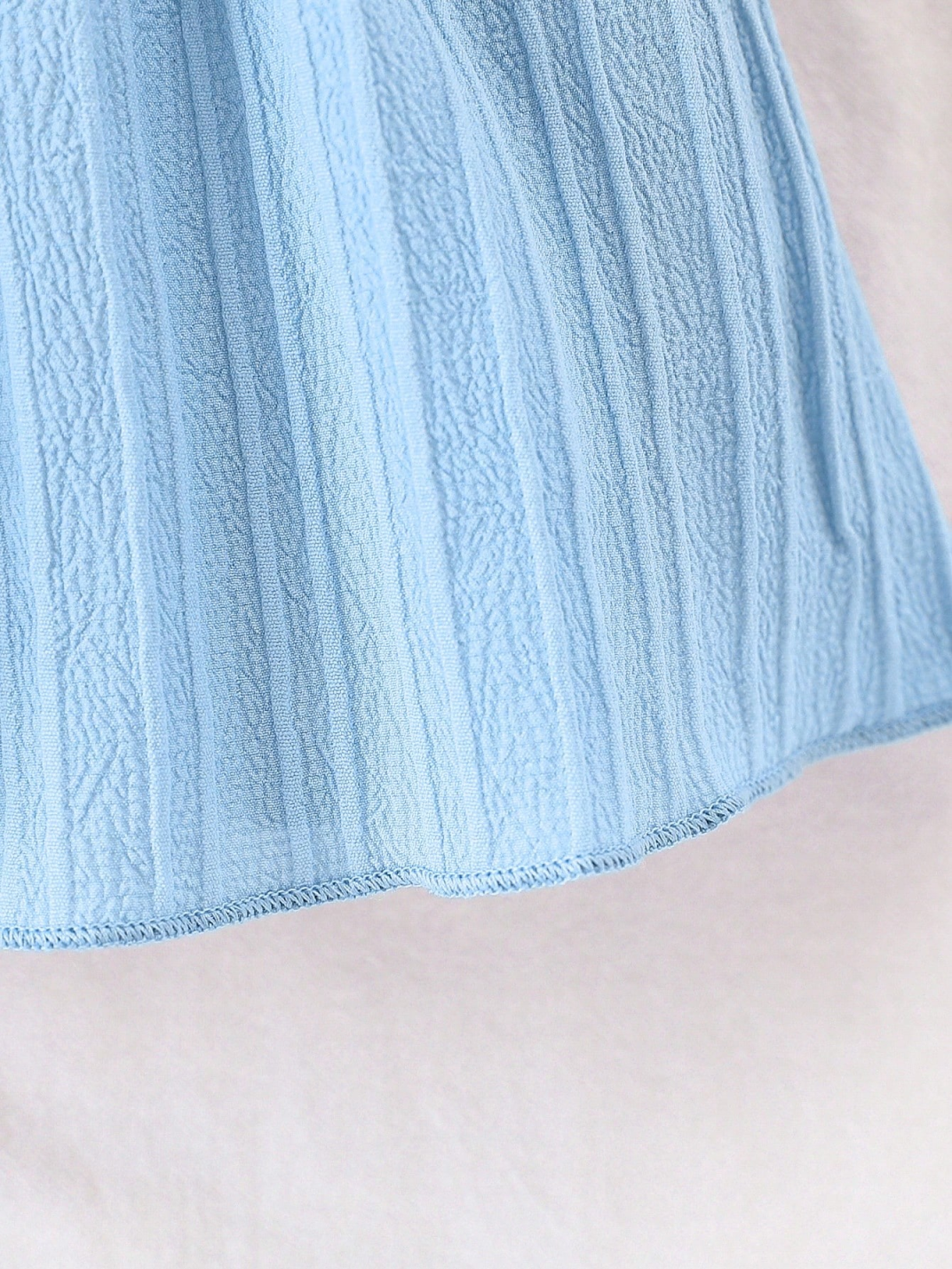 AliExpress Baby Girl Blue Summer Dress with Ruffles and Bow, view 6