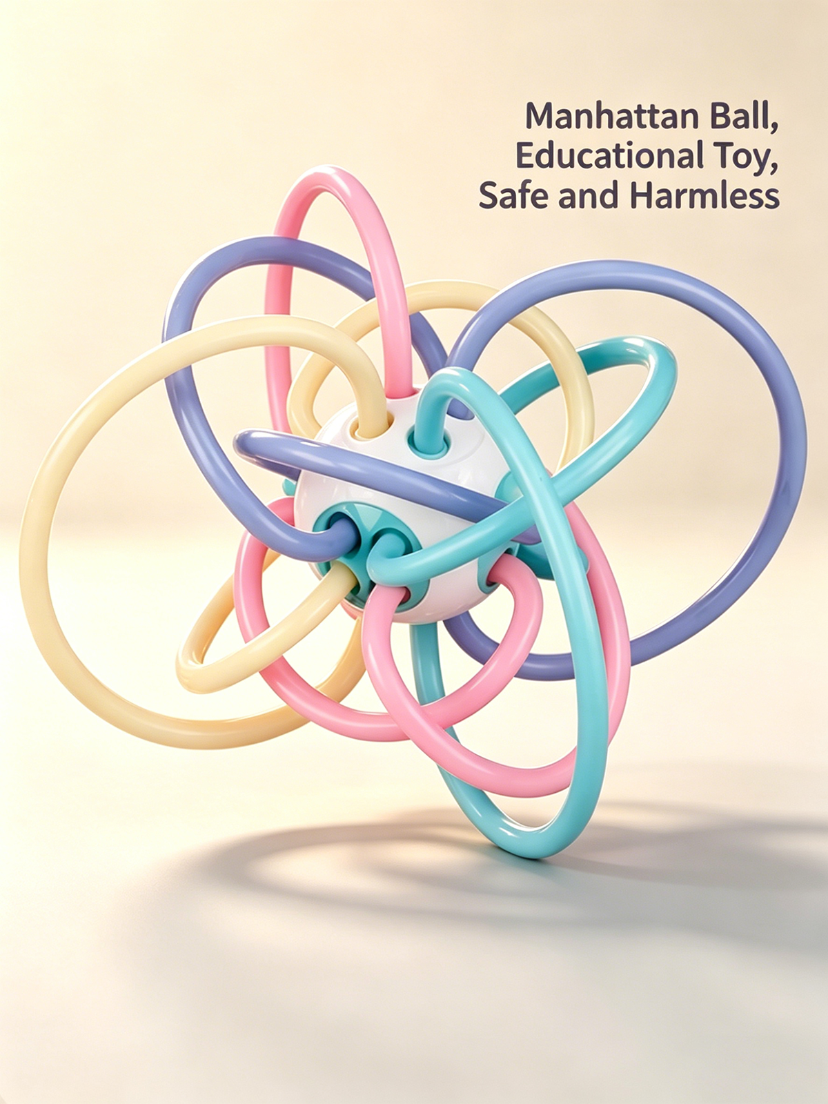 AliExpress Baby Manhattan Grasping Ball - 3-in-1 Teether, Rattle, and Soft Rubber Grasping Toy for Early Education and Teething Relief