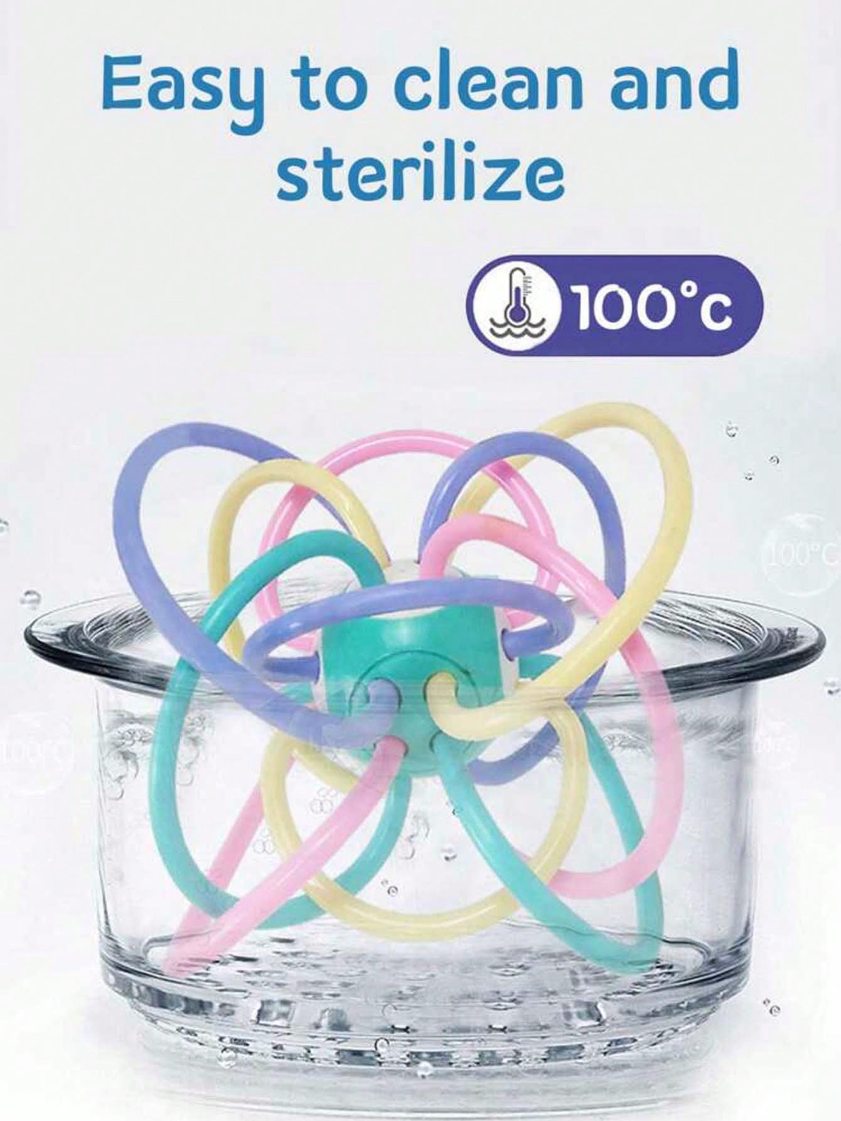 AliExpress Baby Manhattan Grasping Ball - 3-in-1 Teether, Rattle, and Soft Rubber Grasping Toy for Early Education and Teething Relief, view 4