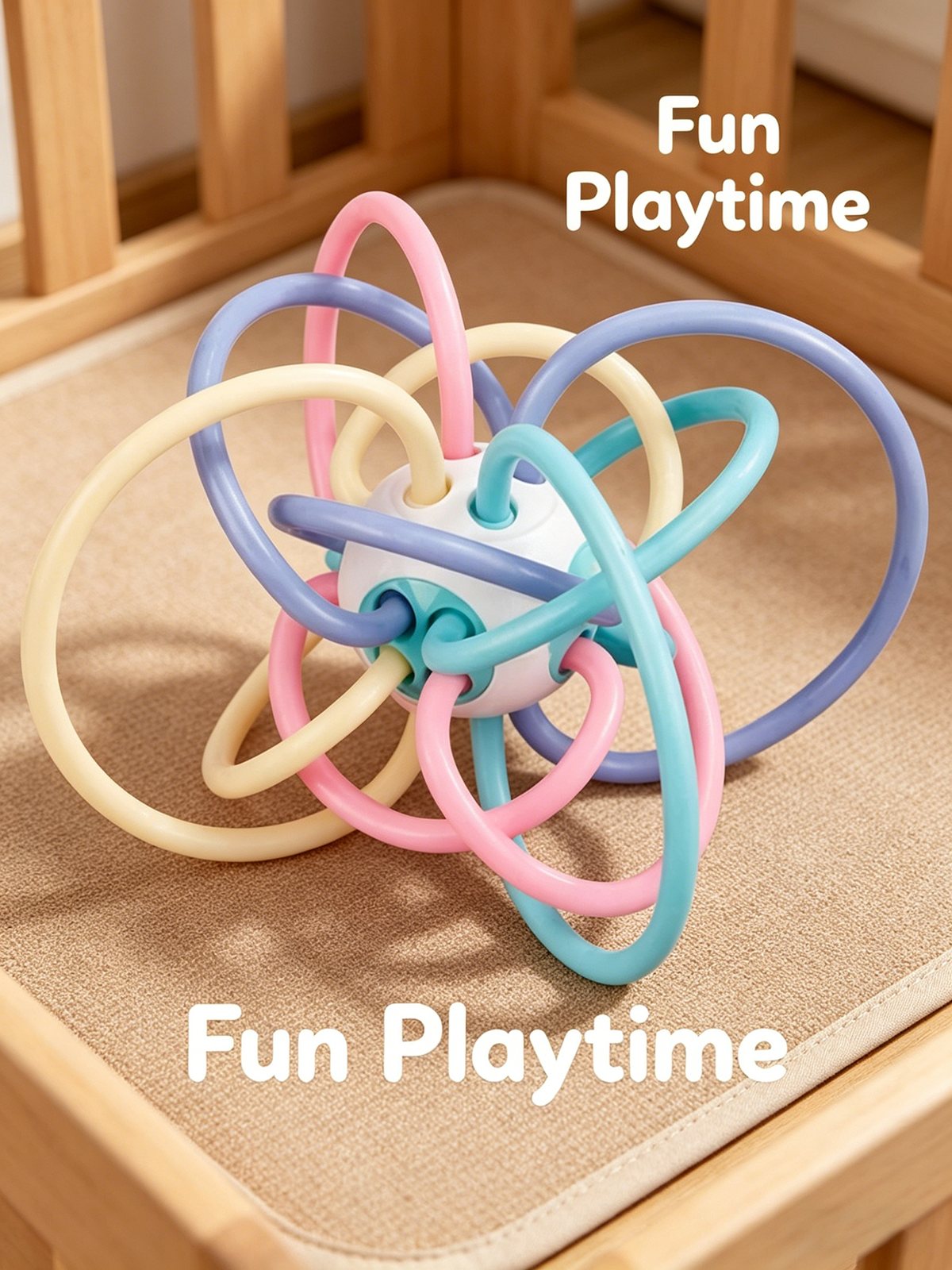 AliExpress Baby Manhattan Grasping Ball - 3-in-1 Teether, Rattle, and Soft Rubber Grasping Toy for Early Education and Teething Relief, view 5