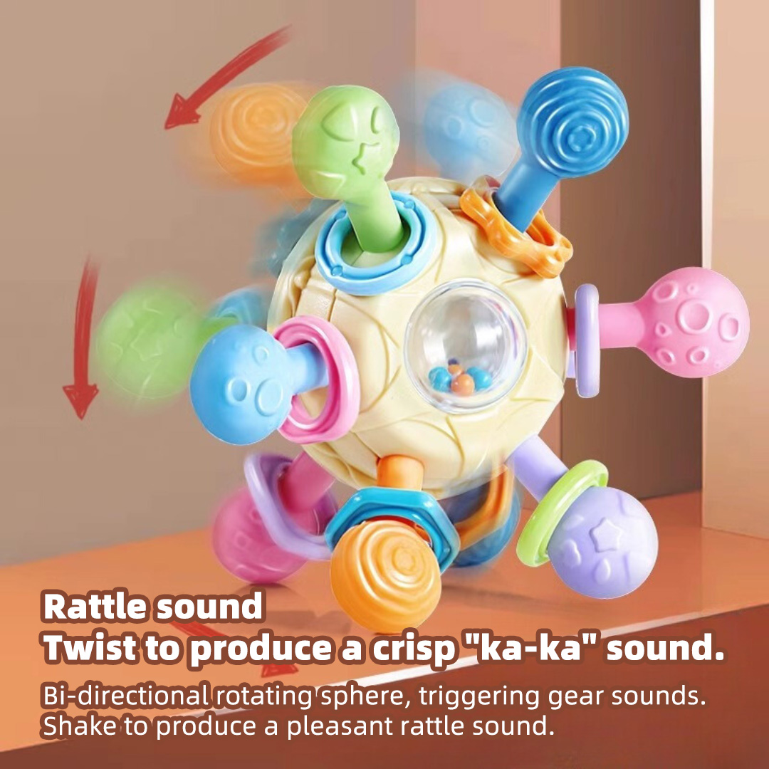 AliExpress Baby Manhattan Grasping Ball - 3-in-1 Teether, Rattle, and Soft Rubber Grasping Toy for Early Education and Teething Relief, view 3