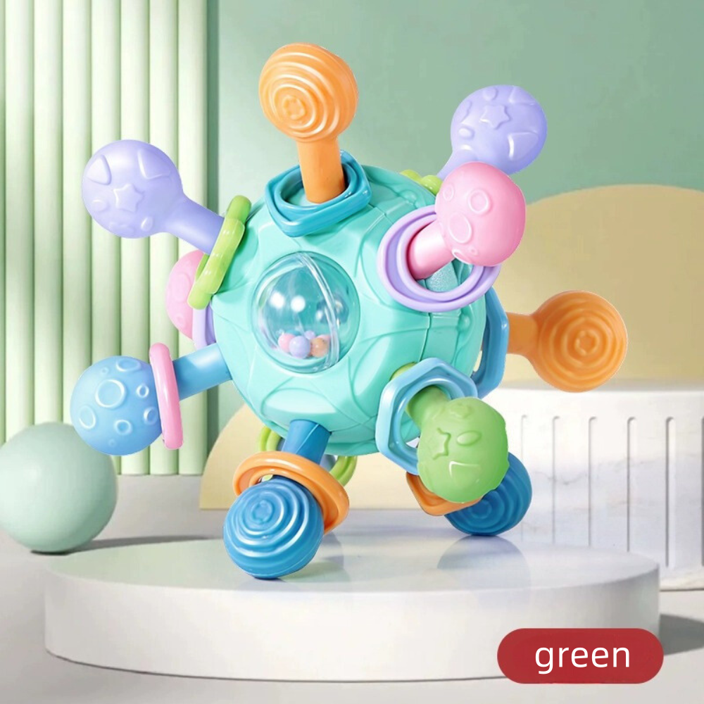 AliExpress Baby Manhattan Grasping Ball - 3-in-1 Teether, Rattle, and Soft Rubber Grasping Toy for Early Education and Teething Relief, view 6