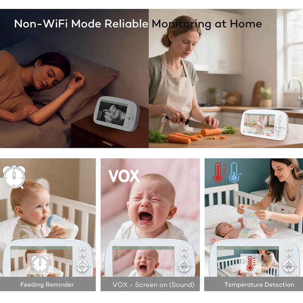 AliExpress Baby Monitor with Camera and Night Vision, 5''Display with 5000mAh Battery,Pan-Tilt-Zoom Video Baby Monitor,2-Way Talk Lullabies, view 3