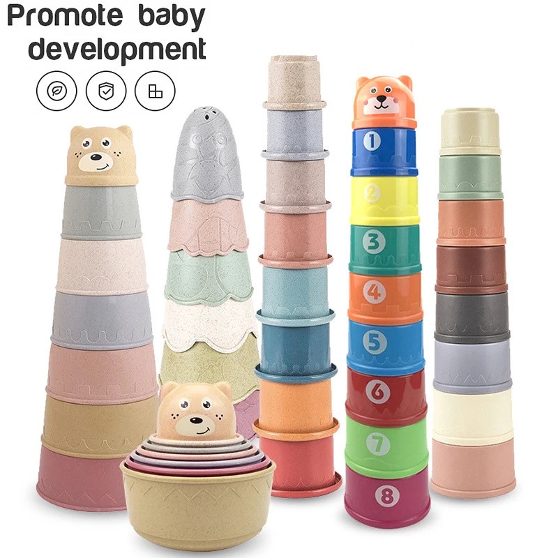 AliExpress Baby Montessori Cup Stacking Toys Beach Pool Bathtub Educational Toys for Toddler Infant 0-12 Month Xmas Gift