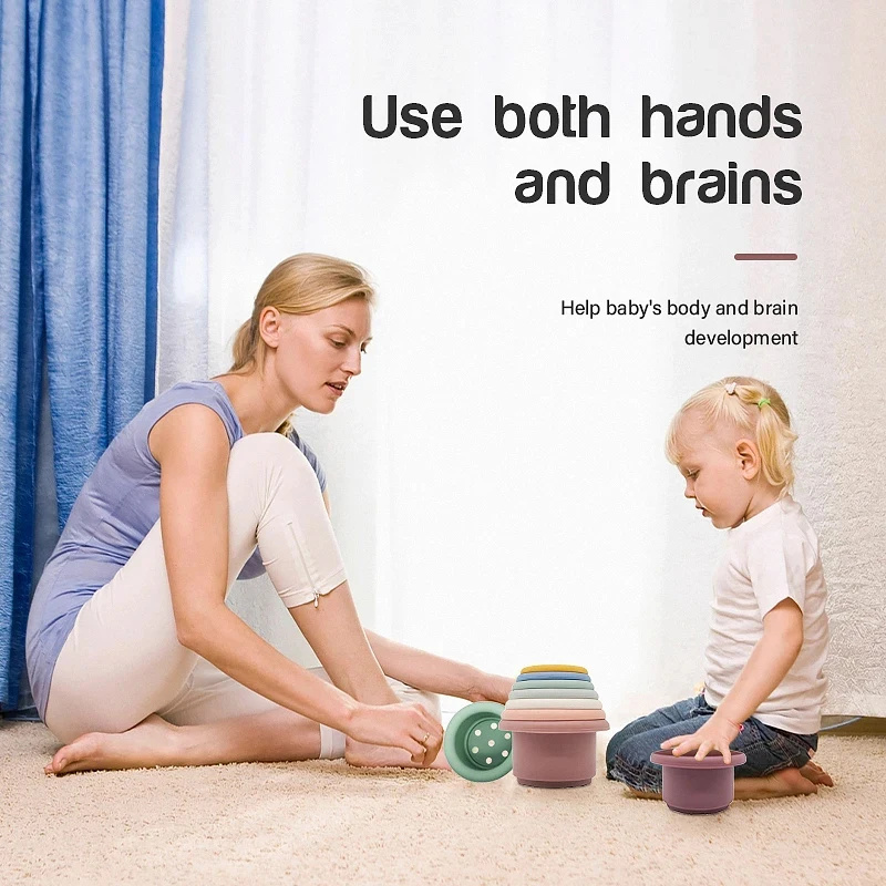 AliExpress Baby Montessori Cup Stacking Toys Beach Pool Bathtub Educational Toys for Toddler Infant 0-12 Month Xmas Gift, view 2