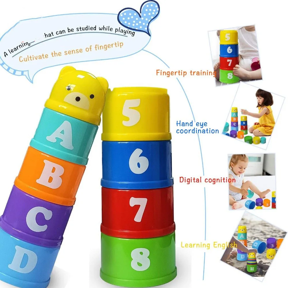 AliExpress Baby Montessori Cup Stacking Toys Beach Pool Bathtub Educational Toys for Toddler Infant 0-12 Month Xmas Gift, view 5