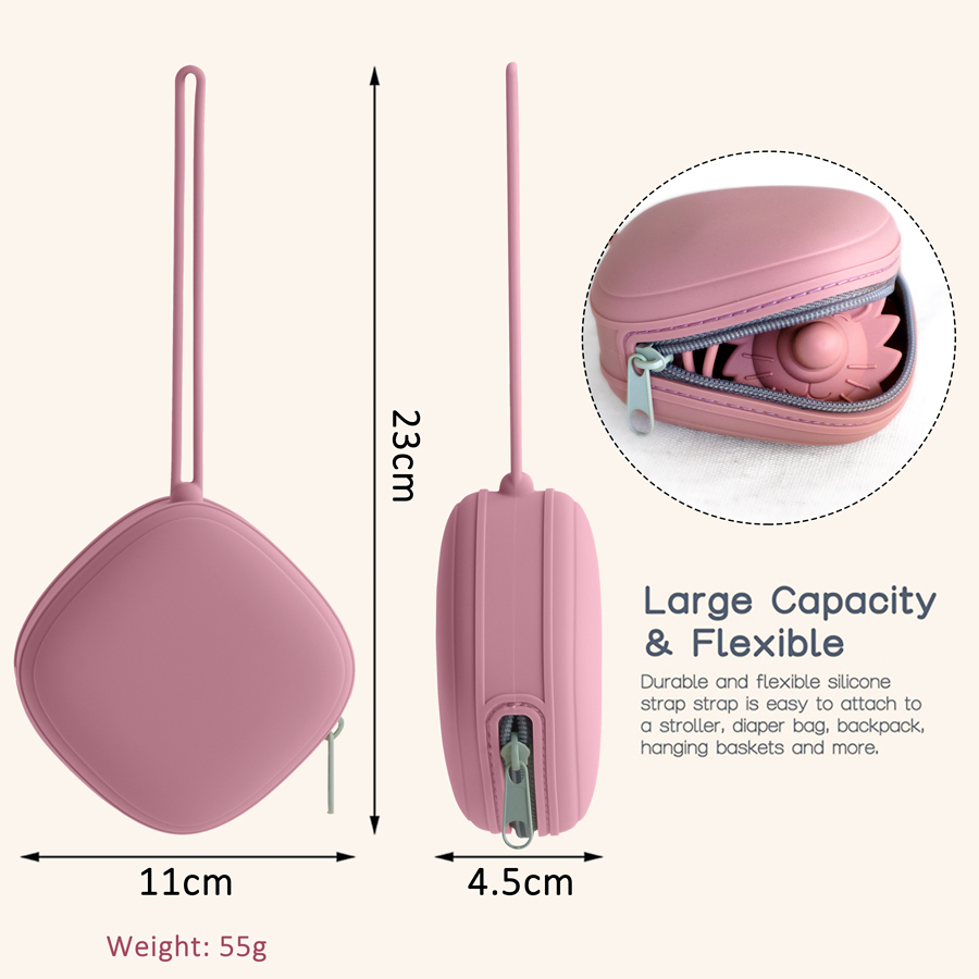 AliExpress Baby Pacifier Holder Zipper Pacifier Box Baby Portable Soother Container Box Food Grade Nipple Case Baby Nursing Accessories, view 3