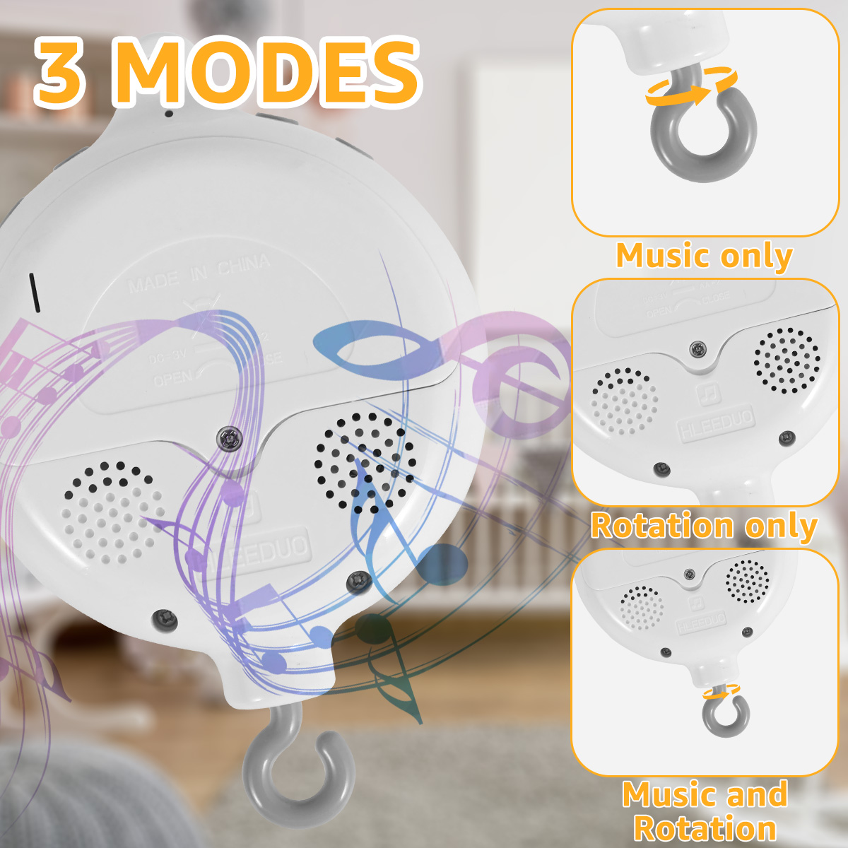 AliExpress Baby Rotating Music Box ABS Baby Crib Hanging Rattle Bed Bell 3 Modes Baby Soothing Musical Toys 0-12 Months Newborn Gifts, view 2