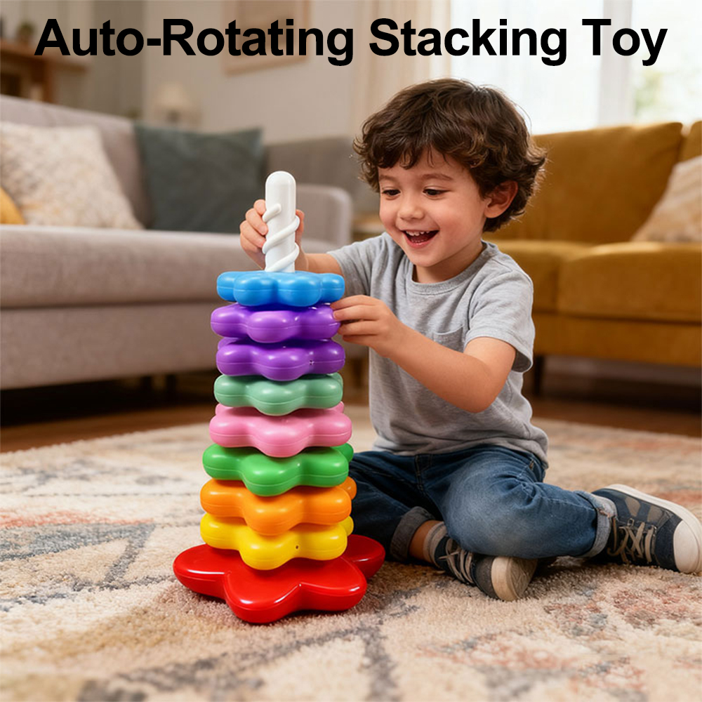 AliExpress Baby Rotating Rainbow Tower Montessori Stacking Puzzle Toys Safety Early Educational Children's Toys Christmas Birthday Gifts